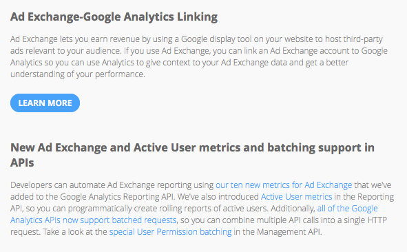 Google Analytics AdExchange linking API